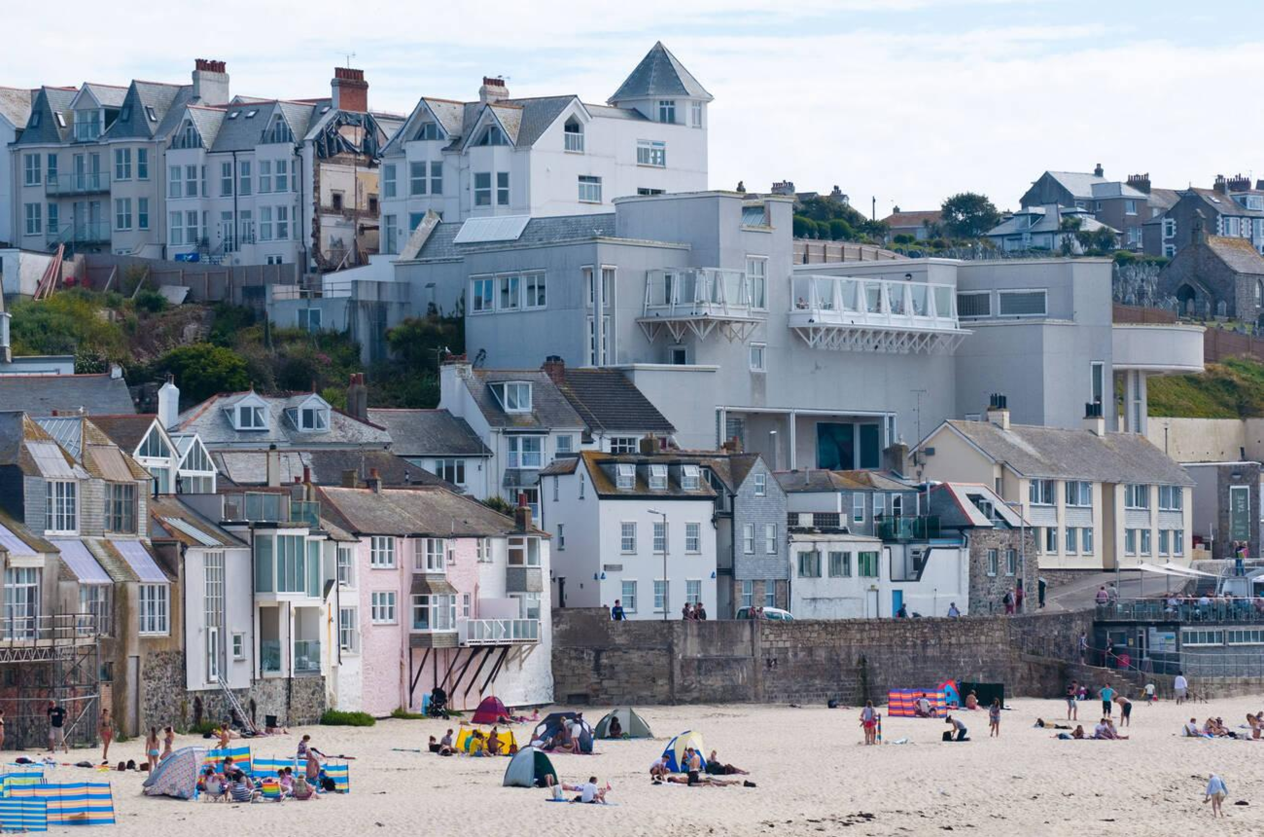 Beach tents on the shore